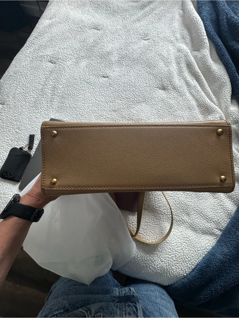Authentic CHANEL Beige Leather Tote Shoulder Bag